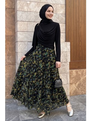 inStyle Desenli Etekli Yeşil Yoryo Takım