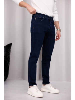 Modamesto Erkek Lacivert Slim Fit Likralı Dar Paça Kot Pantolon