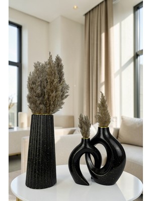 Özgürce Şık Dekoratif 3'lü Vazo Seti (Çiçekli)