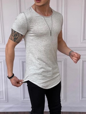 Modefendicom Slim Fit Oval Kesim Pamuk Basic Tshırt