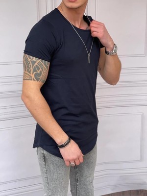 Modefendicom Slim Fit Oval Kesim Pamuk Basic Tshırt