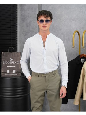 Modefendicom Pamuk Likra Hakim Yaka Gömlek