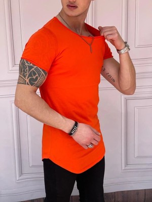Modefendicom Slim Fit Oval Kesim Pamuk Basic Tshırt