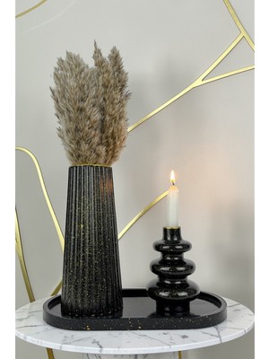 Özgürce Şık Dekoratif 3'lü Vazo Seti Çiçekli Hediye Paketli