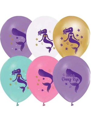 Keskin Sound Pırıltılı Deniz Kızı Pastel Baskılı Balon 100 Lü