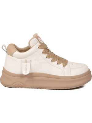 Pierre Cardin Beyaz Bilek Boy Kaymaz Taban Kadın Bağcıklı Sneaker 11517 G