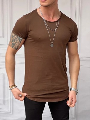 Modefendicom Slim Fit Oval Kesim Pamuk Basic Tshırt