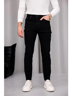 Ser Joven Erkek Siyah Slim Fit Likralı Dar Paça Kot Pantolon