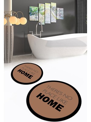 PremiumPort Yıkanabilir, Dijital Baskılı, Kaymaz Taban, Yuvarlak, Ikili Banyo Seti