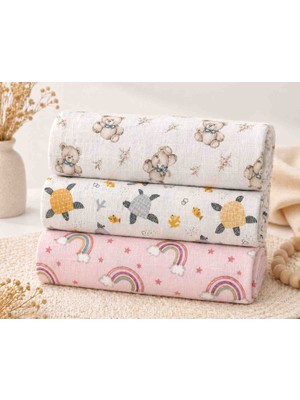 Childmechild Çok Amaçlı Müslin Örtü & Battaniye 3'lü Set %100 Pamuk 80X90 cm