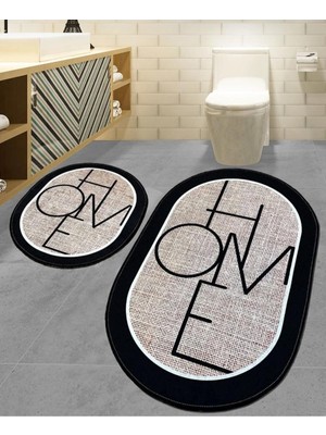 PremiumPort Yumuşak Dokulu, Su Emici, Kaymaz Tabanlı 2'li Banyo Paspas Takımı