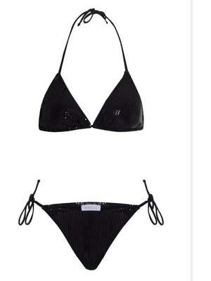 Aquella Parlak Dokulu Üçgen Bikini Takımı Siyah 210-1427