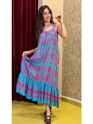 Leilaa Halter Yaka Pamuk Maxi Elbise