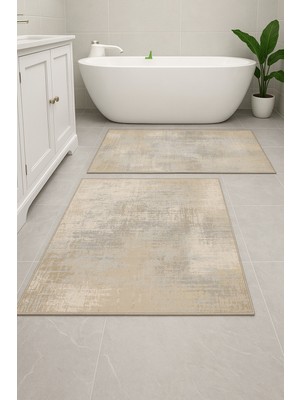 PremiumPort Yıkanabilir Kaymaz Tabanlı Banyo Halısı ve Paspası 2'li Set, 60X100 ve 40X60
