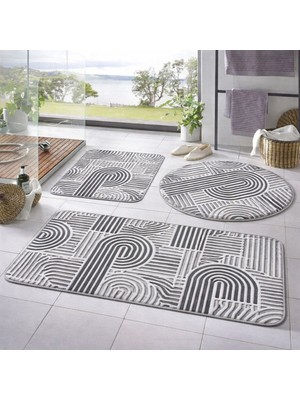 PremiumPort Yumuşak ve Şık 3’lü Banyo Paspas Seti, Kaymaz Tabanlı Konforlu Tasarım