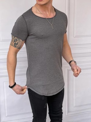 Modefendicom Slim Fit Oval Kesim Pamuk Basic Tshırt