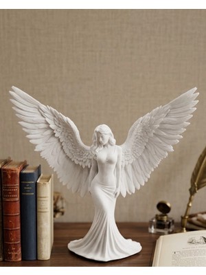 Özgürce 3D Kanatlı Melek Figürü Dekoratif Heykel Biblo Ev ve Ofis Için