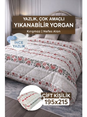 DuruClass Home Çift Kişilik Yazlık Desenli Yorgan Premium 195X215CM Polycotton Nefes Alan Doku I 200GSM Terletmez