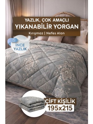 DuruClass Home Çift Kişilik Yazlık Desenli Yorgan Premium 195X215CM Polycotton Nefes Alan Doku I 200GSM Terletmez