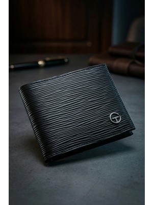 Vanilla Collection Erkek Siyah Epi Desenli Lüks Deri Cüzdan Kartlık Portföy Premium