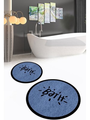 PremiumPort Yıkanabilir, Dijital Baskılı, Kaymaz Taban, Yuvarlak, Ikili Banyo Takımı