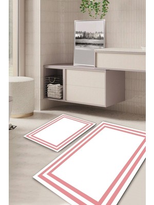 PremiumPort Yıkanabilir Çerçeveli Kaymaz Taban Banyo Halısı ve Klozet Takımı Set