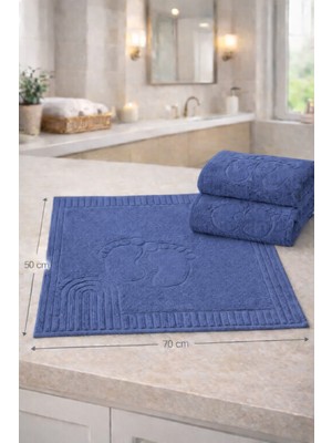 PremiumPort Renkli Elektro Desen 2'li Pamuk Ayak Havlusu Paspas Seti