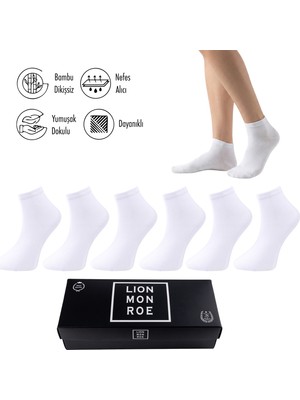Lion Monroe Saf Bambu Erkek Yarım Konç Düz Siyah Çorap Dikişsiz Premium Kutulu 6'lı  Prime Bamboo Serisi S3904AZNS