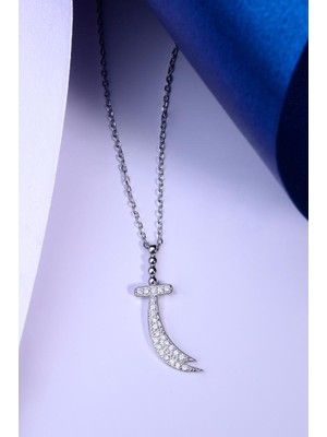 INNUENDO JEWELRY 925 Ayar Gümüş Zirkon Taşlı Hilal (Ay) Kolye