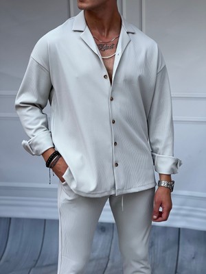 Modefendicom Fitil Desen Uzunkol  Gömlek