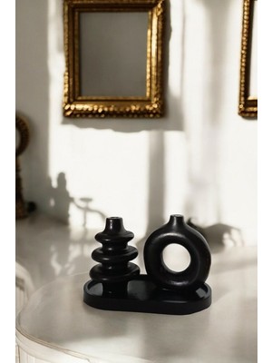 Özgürce Siyah Sunumluk Takı Tabağı Dekoratif Tepsi Seti 3 Parça Model 1046