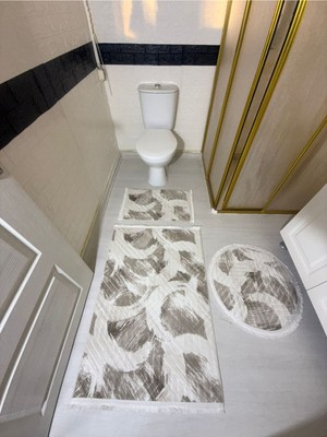 PremiumPort Kaymaz Taban 70X100 Klozet Takımı Saçaklı, Şık ve Dayanıklı Banyo Aksesuarı