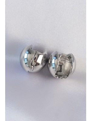 Ronanna Pirinç Gümüş Renk Içi Boş Minimal Topçuk Küpe - Lisinya