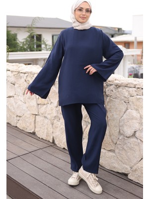 İmaj Butik Lacivert Ispanyol Kol Tunik Pantolonlu Takım