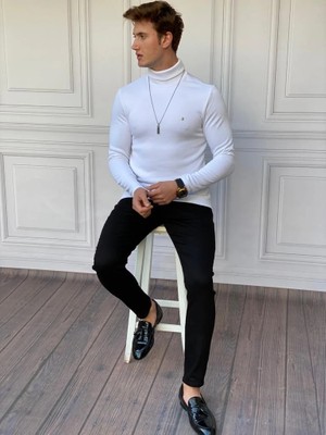 Modefendicom Slim Fit A Kalite Pamuk Tam Boğazlı Kazak