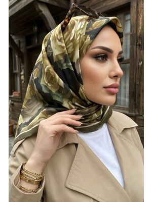 İmaj Butik Haki Desenli Soft Eşarp