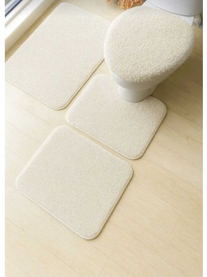 PremiumPort Yumuşak ve Kaymaz Banyo Paspası, 4'lü Klozet Takımı, Makinede Yıkanabilir