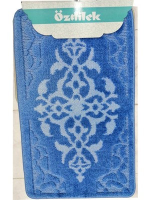 PremiumPort Mavi Osmanlı Tarzı Banyo Paspas Seti, Şık ve Konforlu 2'li Set