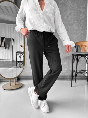 Modefendicom Bel Lastik Detaylı Ipli Baggy Jogger Pantolon