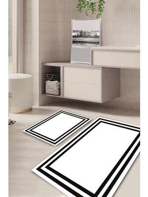 PremiumPort Kaymaz Tabanlı Yıkanabilir 2'li Banyo Halısı ve Klozet Takımı Seti