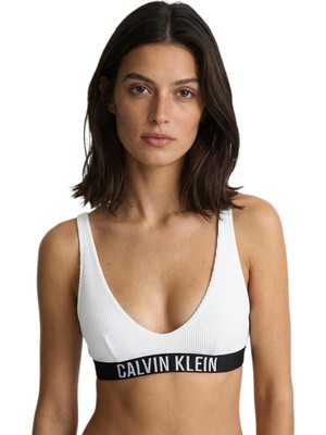 Calvin Klein Kadın Beyaz Yuvarlak Yakalı Bralet Bikini Üstü LV00Q61211