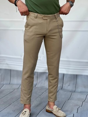 Modefendicom Slim Fit Kalıp Düz Kumaş Pantolon