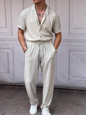 Modefendicom Ince Fitilli Kısa Kol Gömlek