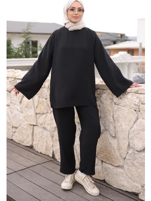 İmaj Butik Siyah Ispanyol Kol Tunik Pantolonlu Takım