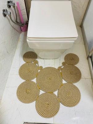 PremiumPort Doğal Jüt ve Hasır Banyo Paspası, Klozet Önü ve Çift Taraflı Kullanım
