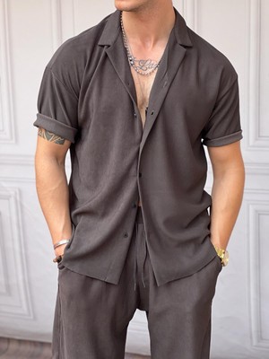 Modefendicom Ince Fitilli Kısa Kol Gömlek