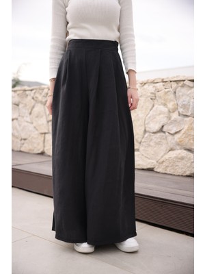 İmaj Butik Siyah Pileli Bol Paça Pantolon