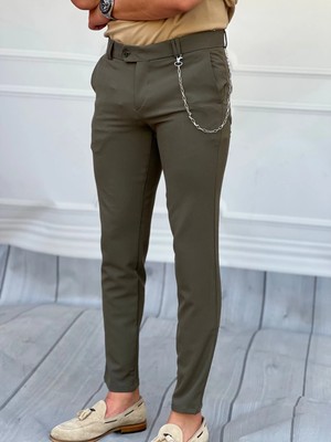 Modefendicom Slim Fit Kalıp Düz Kumaş Pantolon