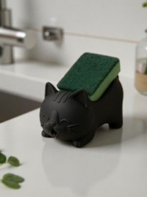Özgürce Kedi Figür Banyo Sabunluk, Siyah, 13X9 Cm, Vegan Üretim