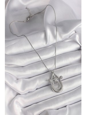 Ronanna 316L Çelik Gümüş Renk Zirkon Taşlı Damla Model Kadın Kolye - Lisinya